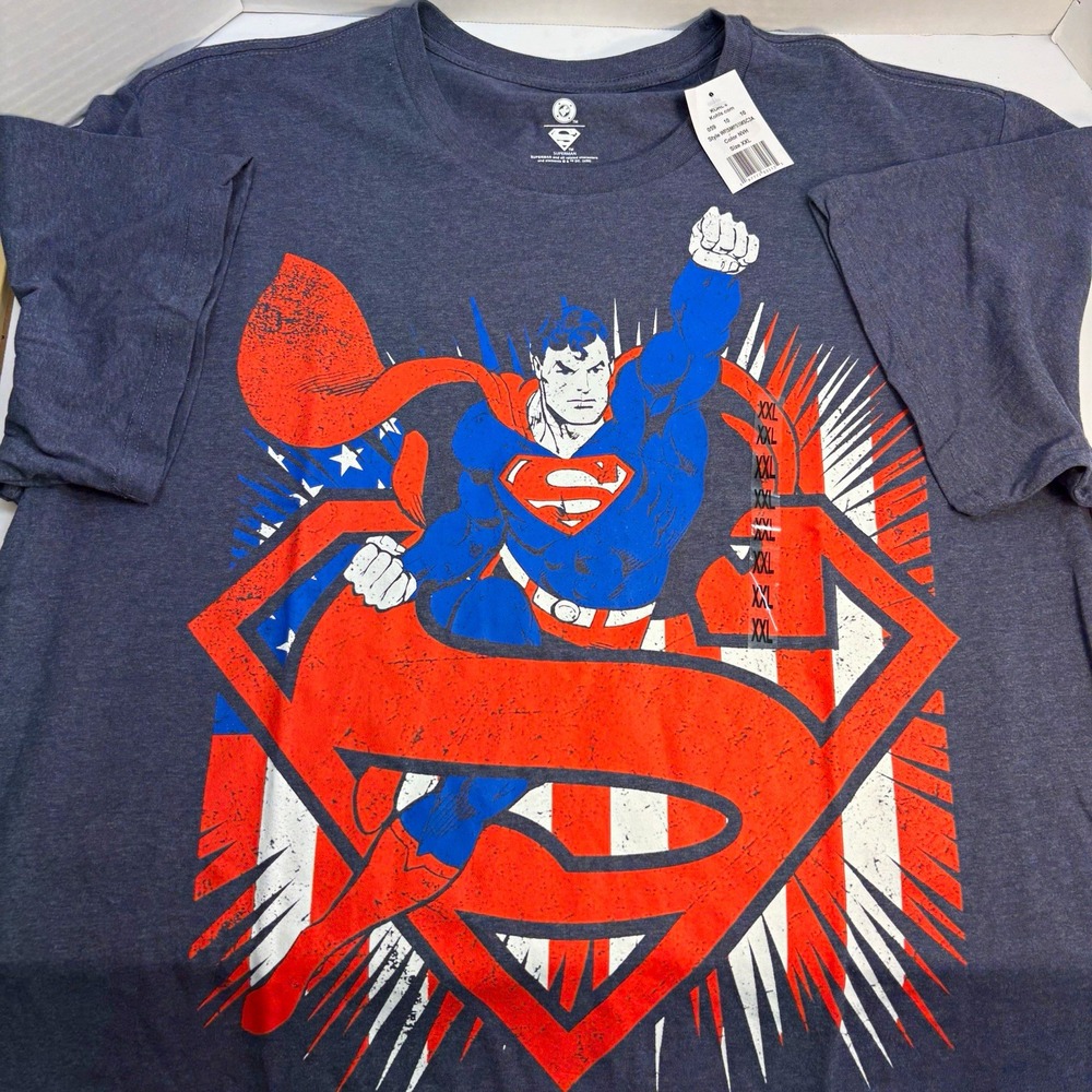 Superman DC Graphic Logo T Shirt Blue Mens XXL Crew Neck Mad Engine WRSM093MSC3A